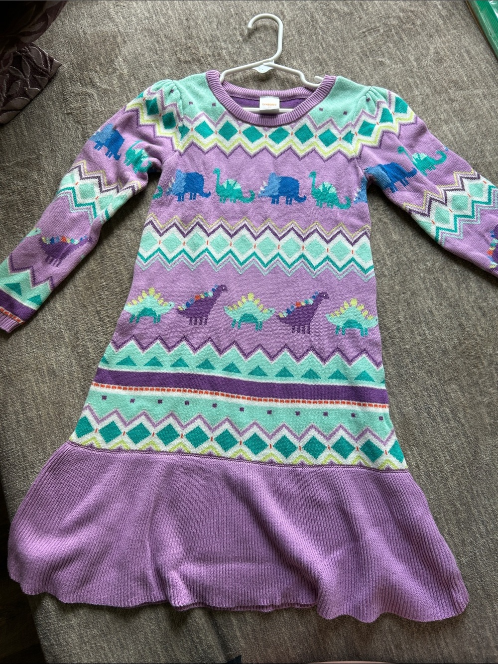 Gymboree Lavender Knit Sweater with Teal & Mint Accents